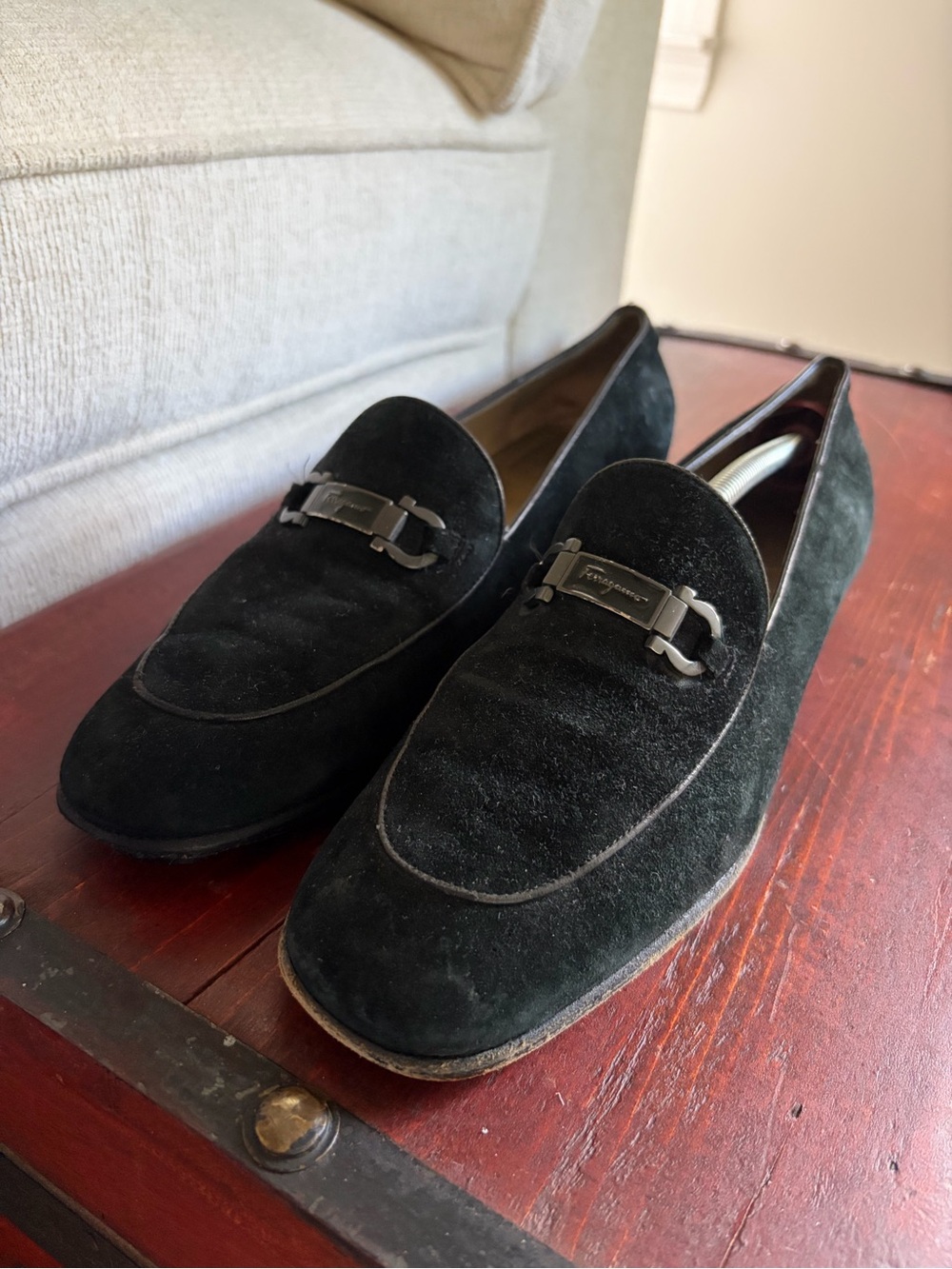 Salvatore Ferragamo Black Suede Bit Loafers